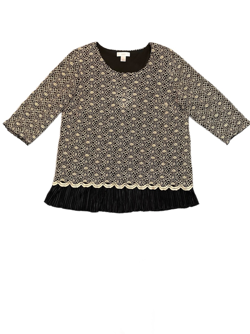 CJ Banks 3/4 Sleeve Lace Layered Tunic Blouse Size 1X